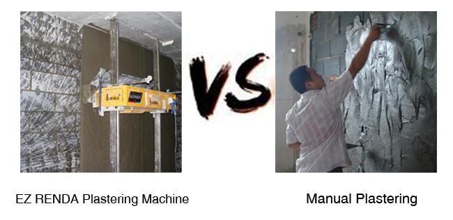 plastering machine compared with manual plastering